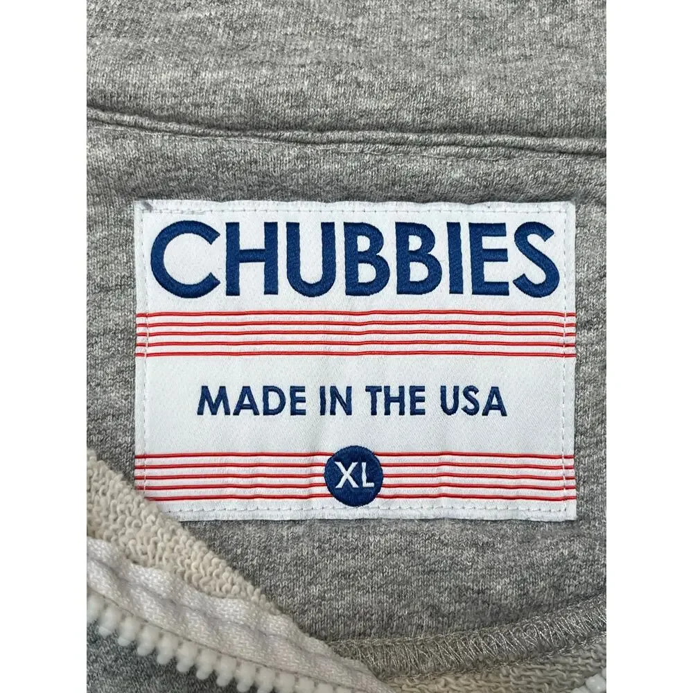 Chubbies Men’s XL Gray 1/4 Zip Long Sleeve Jacket Lightweight Top Casual Active